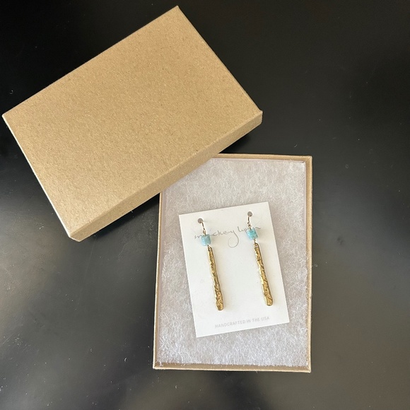 Mickey Lynn Larimar Bar Earrings. NWT